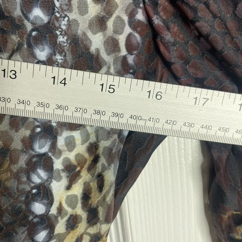 Joseph Ribkoff Animal Print Midi Dress Women’s 4 Blue Cap Sleeve Metallic Sequin - Picture 4 of 6